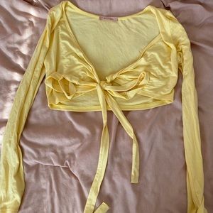 Brand New Yellow Long Sleeve Top w/ Tie